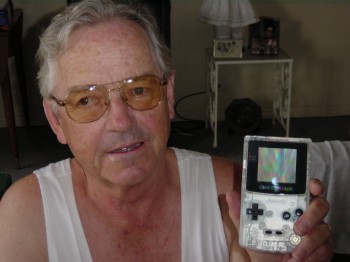 Dad and his new Gameboy